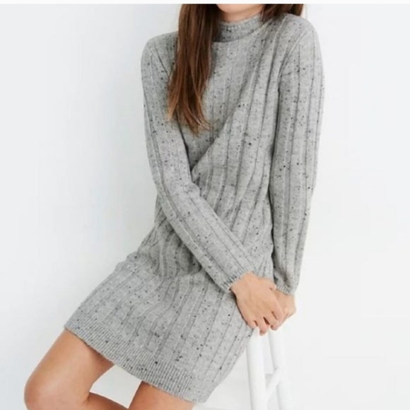 Madewell Dresses & Skirts - Madewell Donegal Rolled Mock Neck Ribbed Longsleeve Sweater Dress NWT